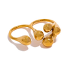 Eda Jewels Dubai Gold plated statement two finger ring featuring a sleek double band design accented with high shine, molten gold droplets